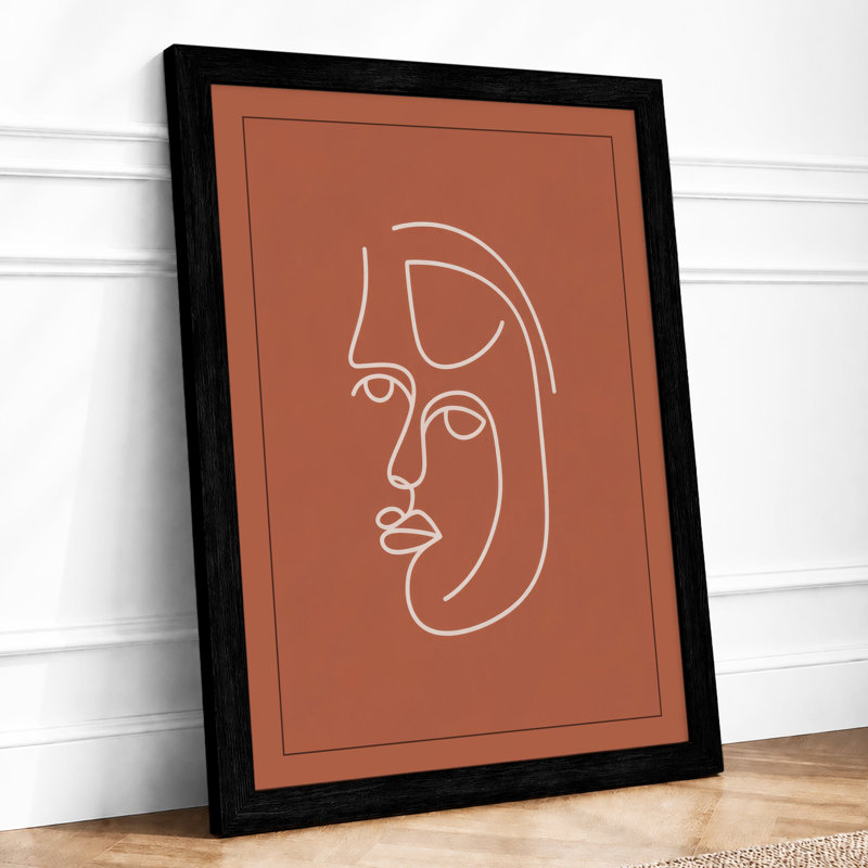 Two Faces In Line Minimalist - Print, A2 - 59.4 x 42.0 cm, Black