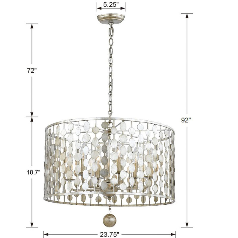 Dufrene 6 - Light Dimmable Kitchen Island Drum Chandelier, Antique Silver