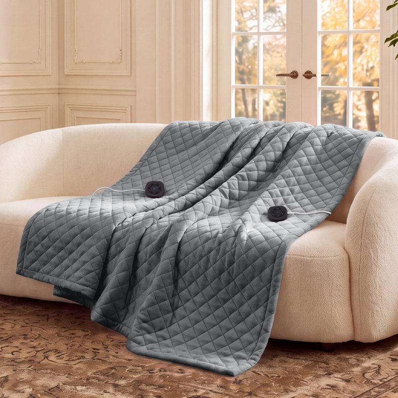 Couverture chauffante matelassée Cozy Winter Collection, Grand lit, Gris formel