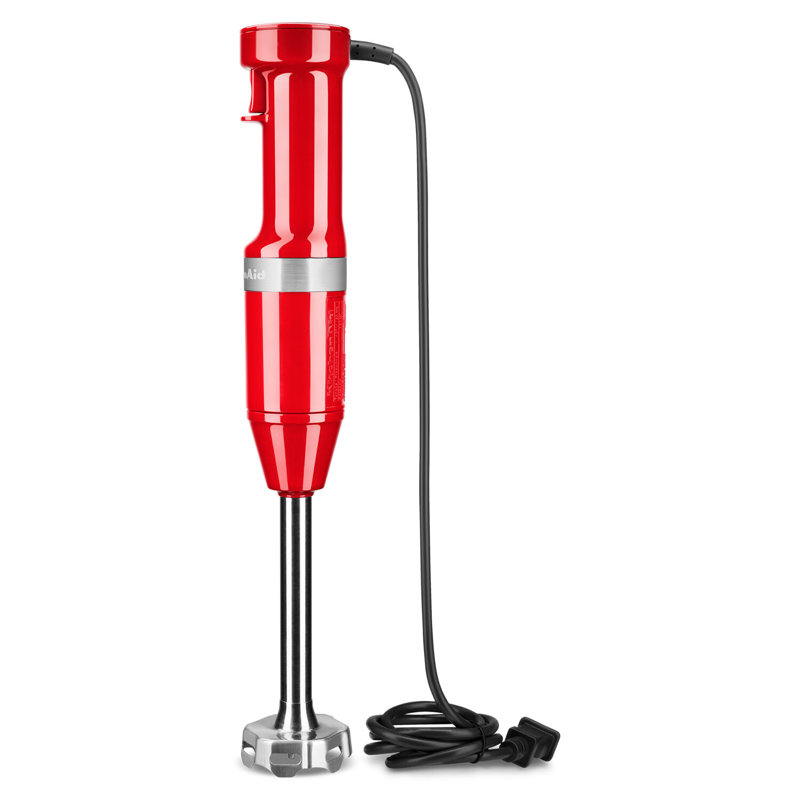 KitchenAid Variable Speed Hand Immersion Blender with 8” Removable Arm, Whisk, Chopper & Blending Jar in Aqua, Empire Red