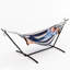 Hamac double pour 2 personnes avec support en acier, lit en coton 450 lb bleu blanc-1422340186