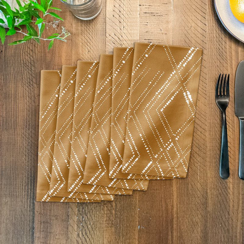 Cotton No Pattern Square Napkin, Gold/White