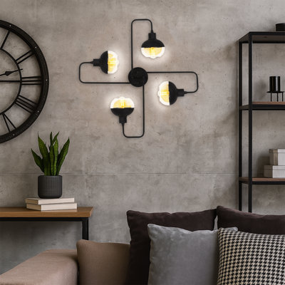 4 Lights Metal Body Glass Cap Classical Semi-Flush Mount