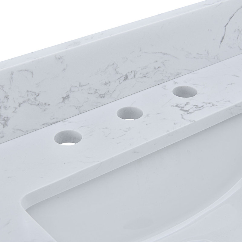 Plateau de meuble-lavabo simple 60 po en pierre de quartz avec lavabo