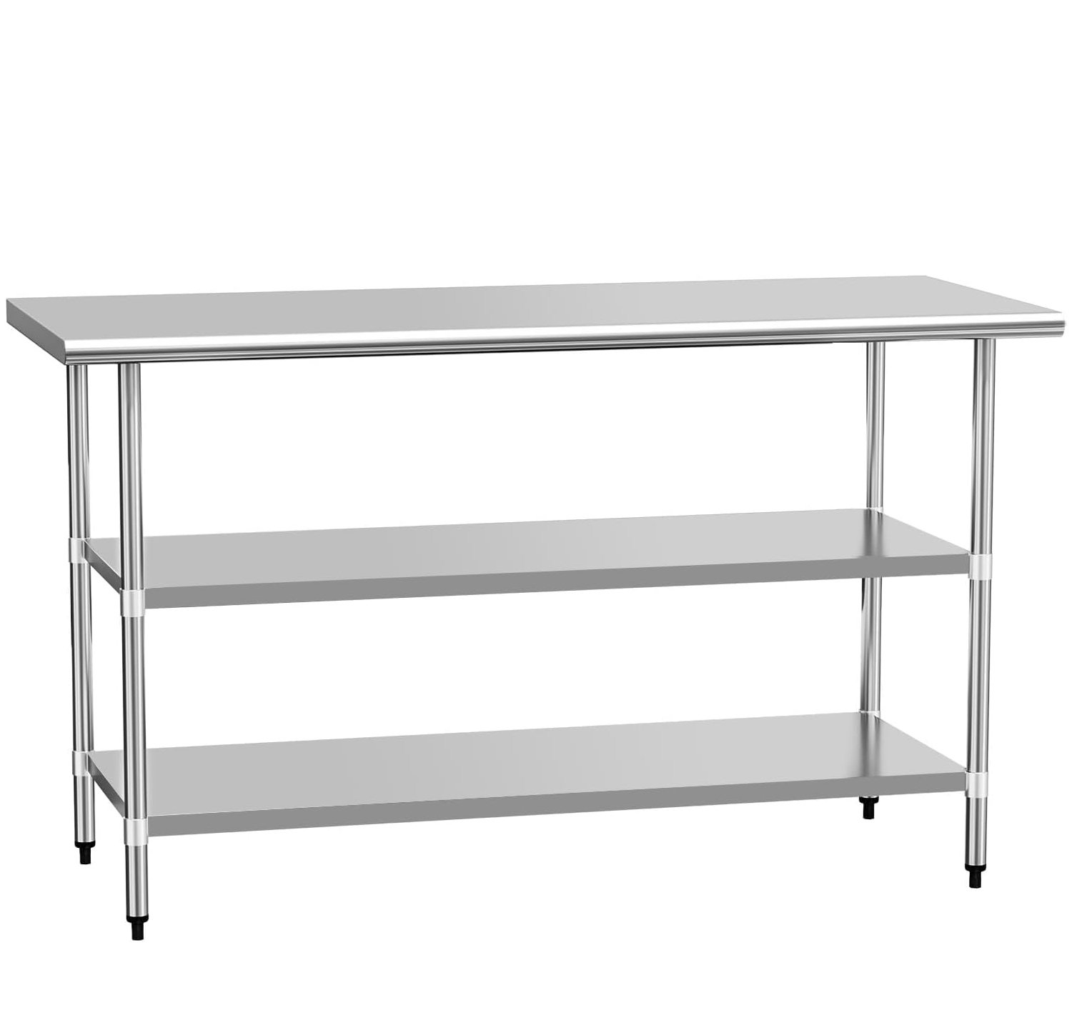 60x24 Inch Stainless Steel Table with Wheels | Commercial Prep & Work Table with 2 Adjustable Shelves