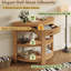 Console demi-lune cannelée TREXM avec tiroir et 2 tablettes, naturelle-360842256