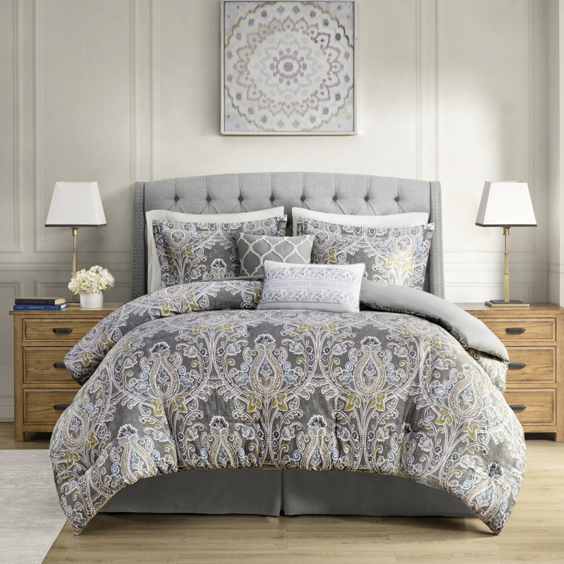 Édredon très grand 100% coton gris avec lit de rembourrage doux et moelleux
