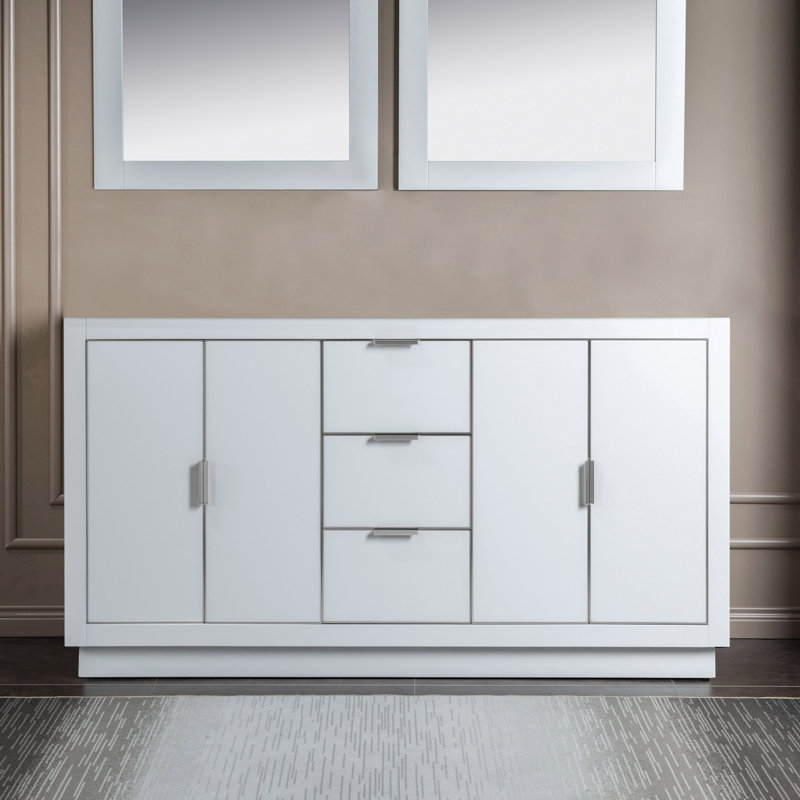 60'' Double Bathroom Vanity Base Only, White