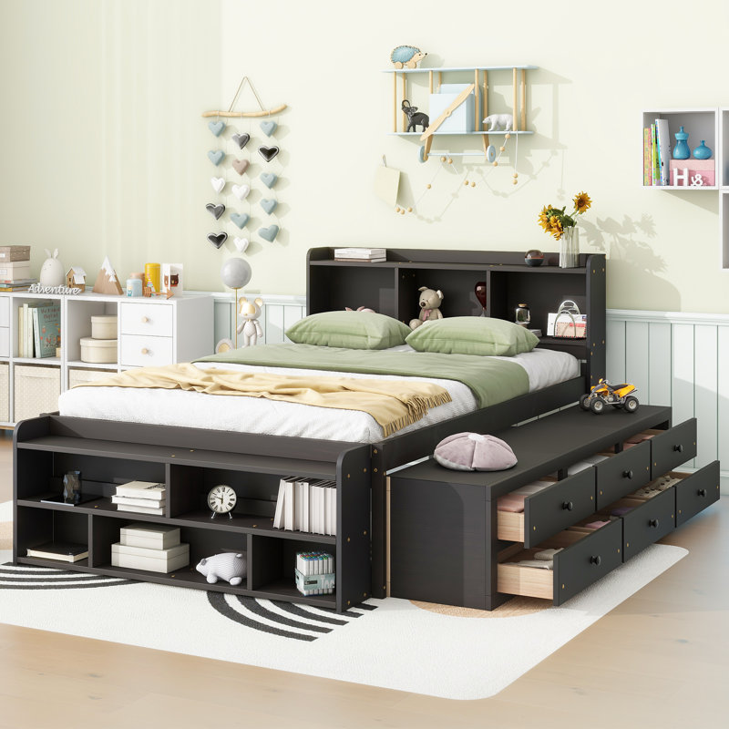 Aylissa Kids Full Platform with Drawers, Espresso