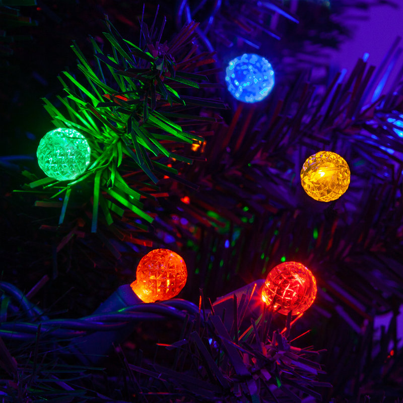 24' Multicolor LED Globe String Lights with Green Cord