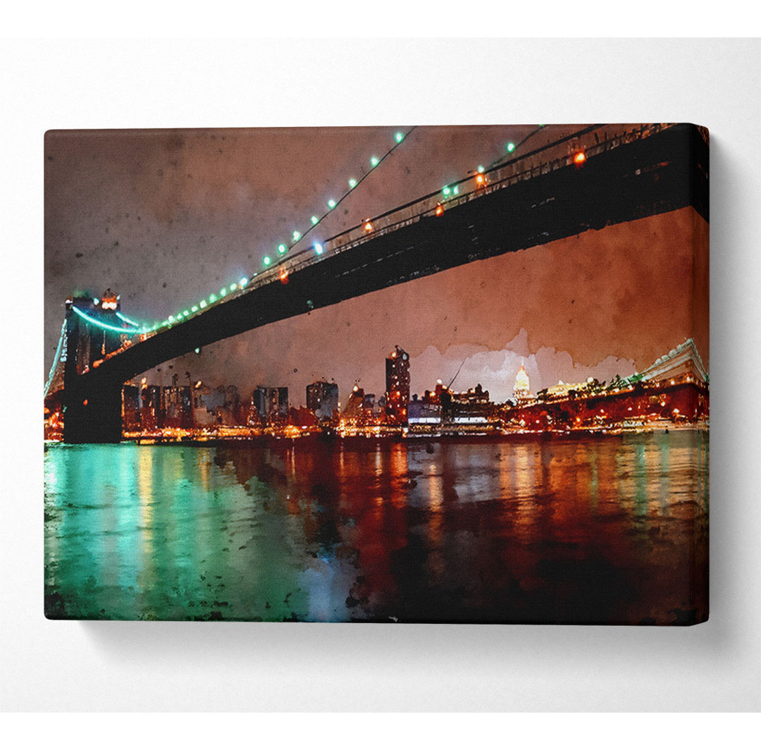 Brooklyn Bridge New York bei Nacht - Kunstdrucke auf Leinwand