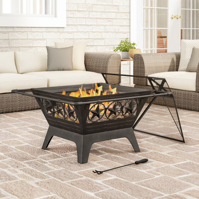 Square Steel Wood Burning Smokeless Fire Pit with Lid