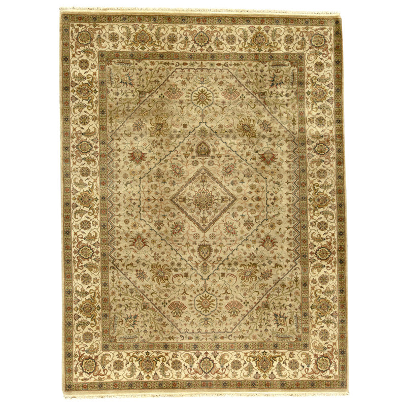 Tapis chameau et ivoire noué à la main de haute qualité