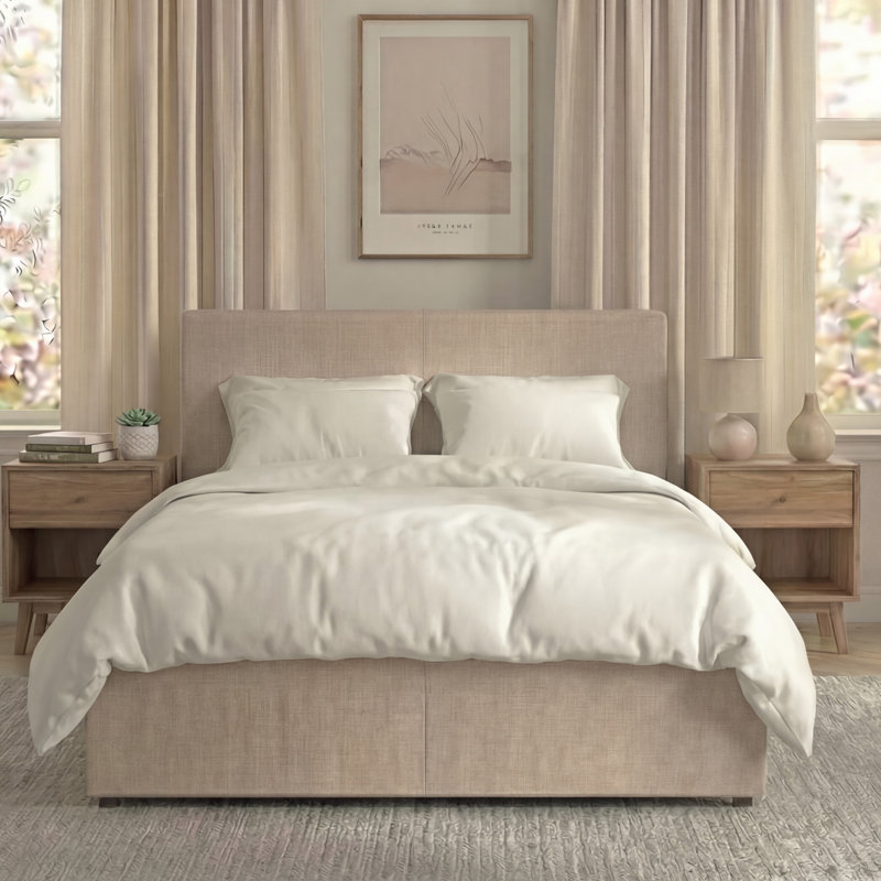 Enya Upholstered Ottoman Bed, Single (3'), Beige