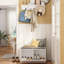 Hall Tree With Bench And Metal Hooks