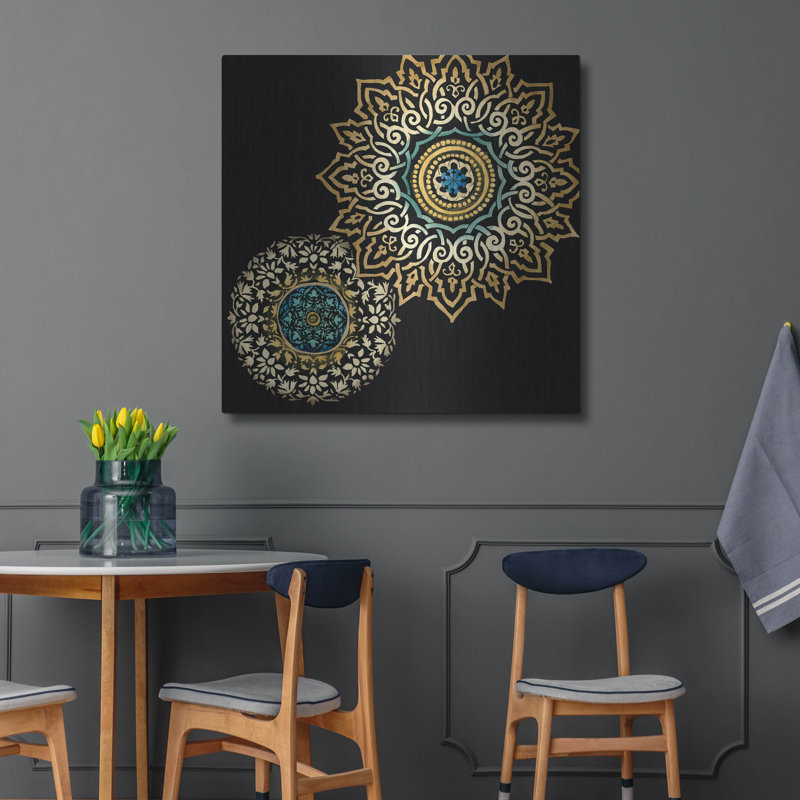  «Midnight Rosette 1» par Chariklia Zarris, art mural en métal, 36 po x 36 po, H 36 po x l 36 po
