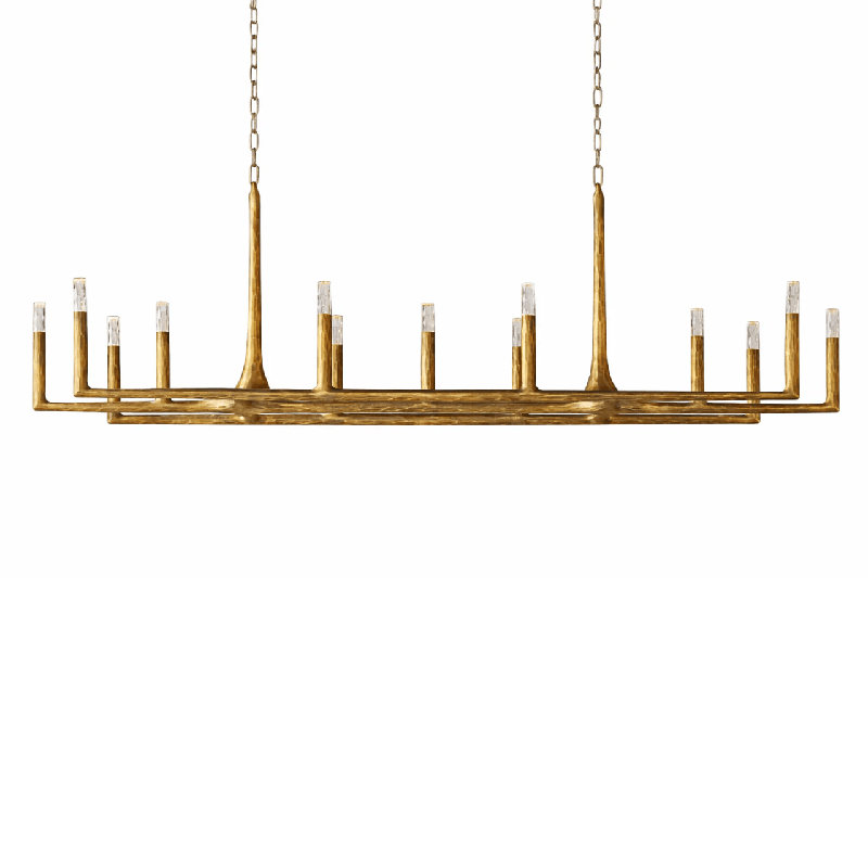 Lustre chandelier linéaire en bouleau de 72 po, 22" H x 19" W x 72" D, 13 lumières