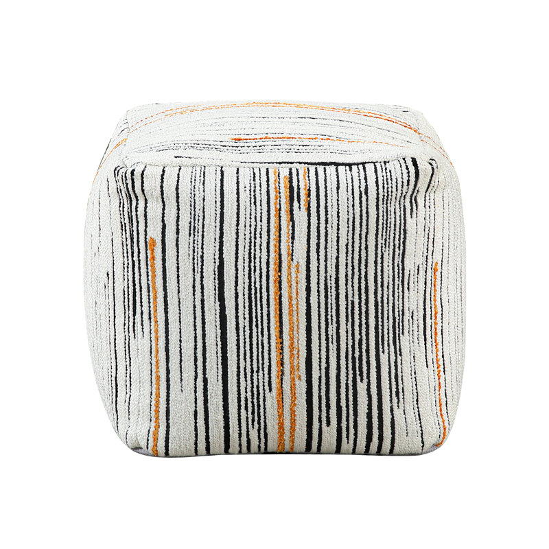 Upholstered Square Footstool Pouf, Non-Slip, 300Lbs Weight Capacity, Multi-Color, 16" H X W D Multi-Color Fabric Pouf , Limit, 16 Inches