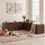 63" L Shaped Storage Bench, Breakfast Nook Bench with Hidden Storage, Wooden Corner Dining Benches Seating, Breakfast Nook Table Set for Entryway, Dining Room, Kitchen, Walnut Brown-133418596
