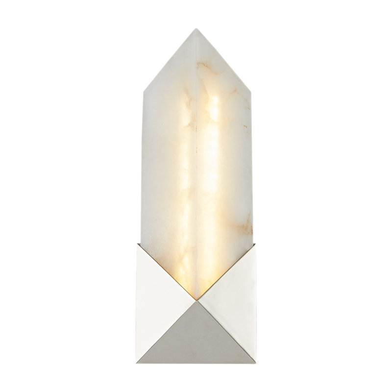 Caesar Dimmable LED Bath Sconce, Polished Nickel/Alabaster
