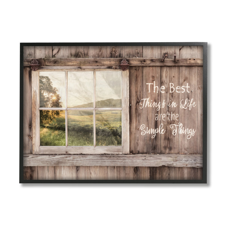 "Simple Things Rustic Barn Window", art texturé à giclée noire XXL par Lori Deiter, H 24 po x l 30 po x P 1,5 po