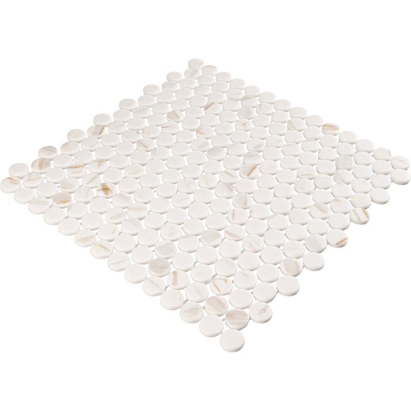 Muse 1-in. Penny Round Marble Look Glossy Glass Pool, Shower and Wall Tile, Daphne