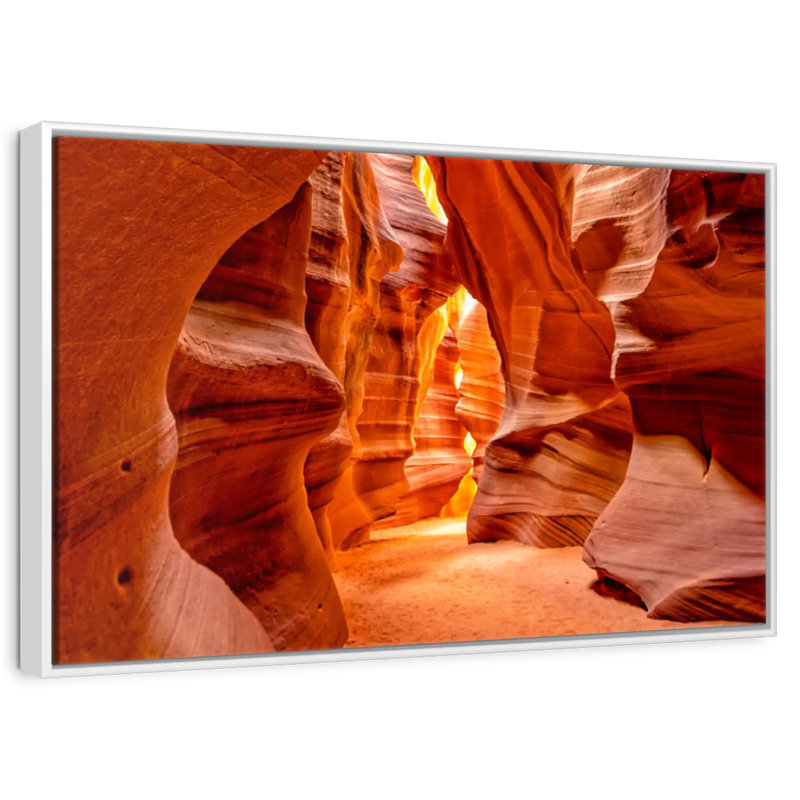 Canyon ensoleillé en Arizona, 46 po x 31 po, Cadre flottant blanc