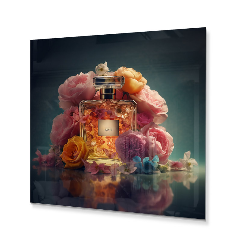Parfum rose «I», impression sans cadre sur métal, H 16 po x l 16 po x P 1 po