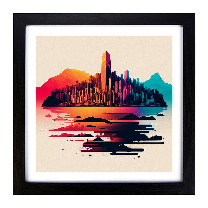 City Of Hong Kong Color - Framed Print, Black