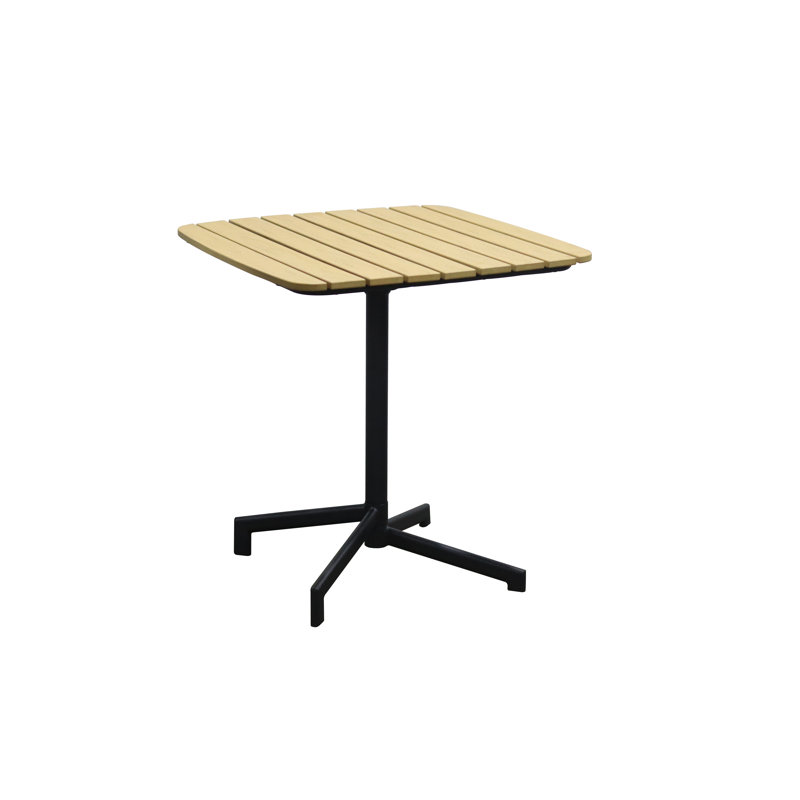 Yossif Outdoor Table In Natural With Column And Base In Black, Natural