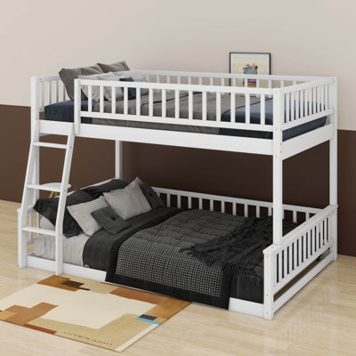 Full XL Over Queen Bunk Bed With Ladder And Guardrails