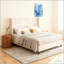 Grand lit tapissier avec tête de lit haute de 54 po Harper, simplicité élégante, aucun sommier nécessaire, assemblage facile, très grand lit, blanc crème-49995893