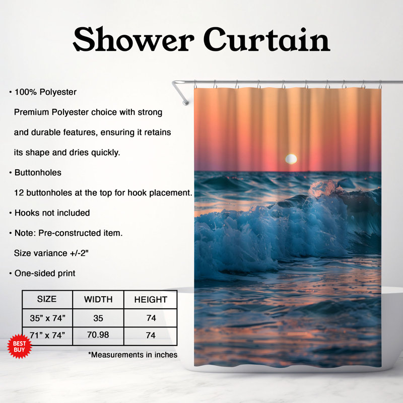 Rideau de douche Ocean Dusk - Premium, H 74 po x l 71 po