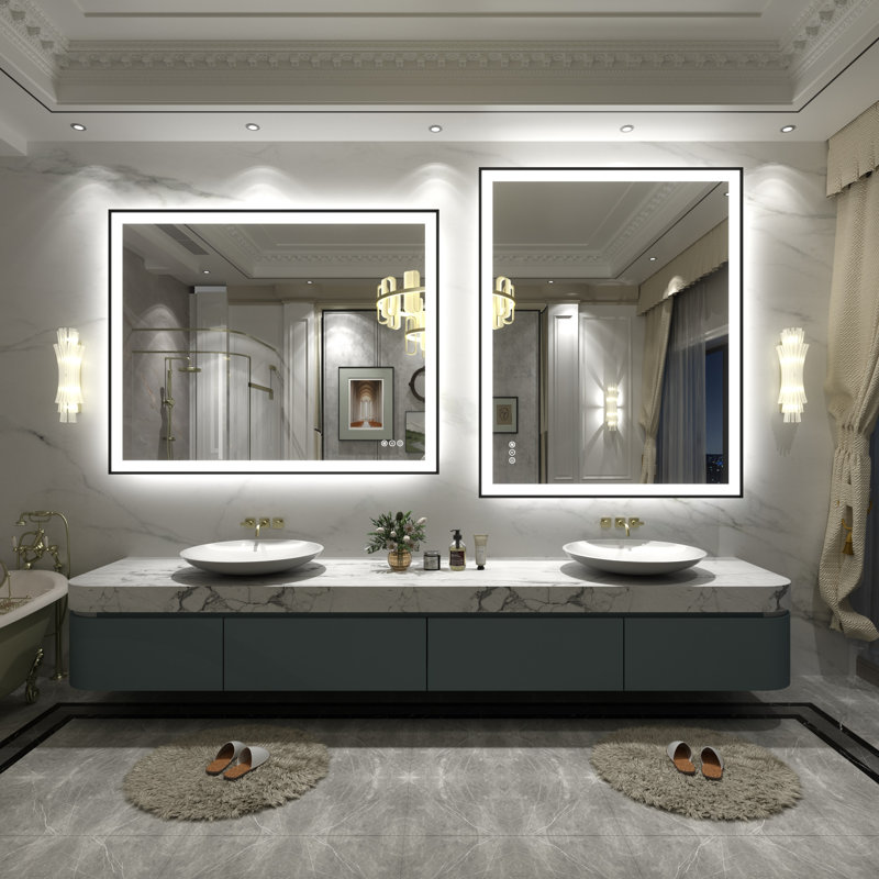 Aevar UL Certified Front & Back LED Anti-Fog Tempered Glass Framed Bathroom/Vanity Mirror with 3-Year Warranty, 48" x 38"