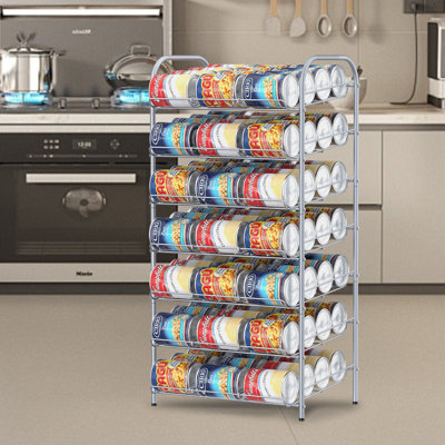 7-Tier Tank Rack Storage Jar Can Hold Up To 84 Cans For Kitchen, Cupboards And Pantry Silver
