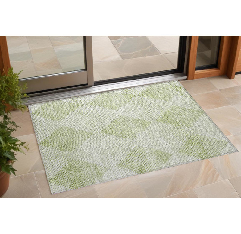 Tapis extérieur lavable antidérapant à motif géométrique vert menthe 3 pi x 5 pi