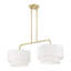 Grand lustre linéaire doré 2 lumières avec abat-jour en tissu blanc cassé fabriqué à la main-1353392261