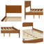 Lit plateforme Mid-Century moderne - Fabrication en bois massif avec base à lattes-1924336778-1924336782