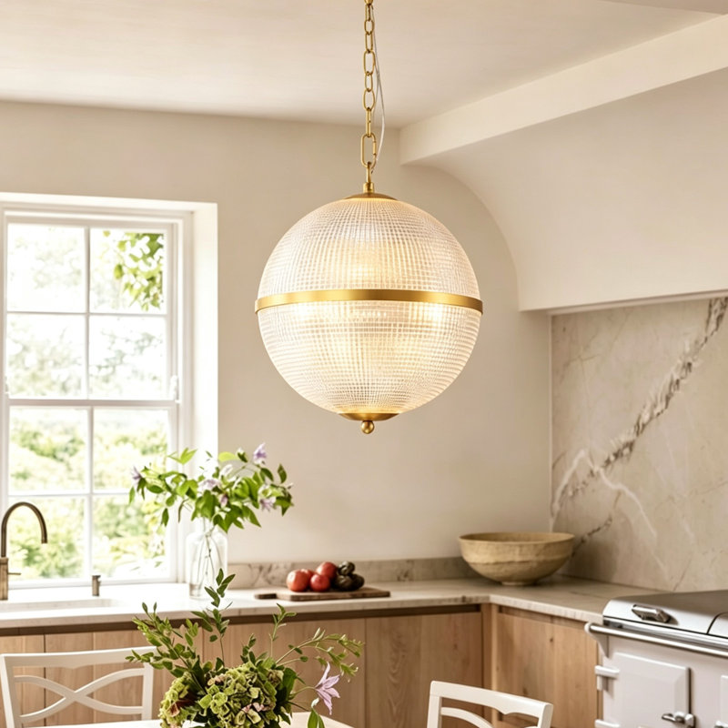 Luminaire suspendu pour îlot de cuisine 1 lumière en verre