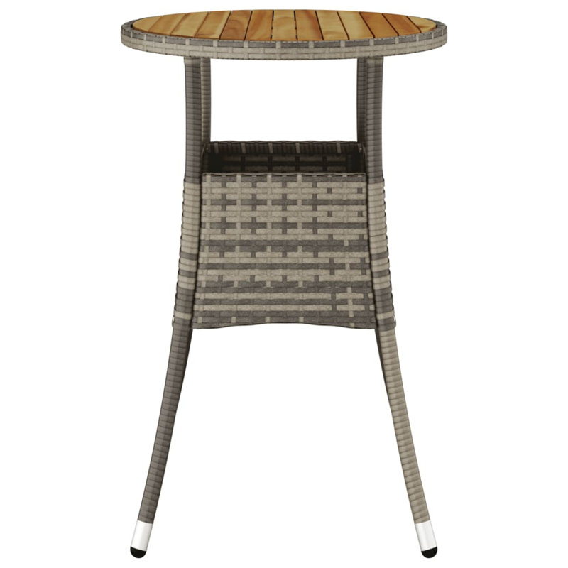 Garden Rattan/Steel/Wooden Dining Table, Grey, 75 x 60 x 60cm