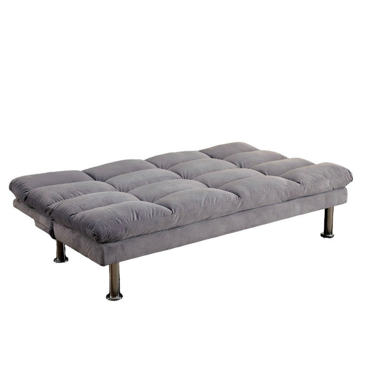 Futon gris avec microfibre et pieds contemporains, convertible en lit pour un support supplémentaire pour la décoration de la maison, l 67 po x l 31 po