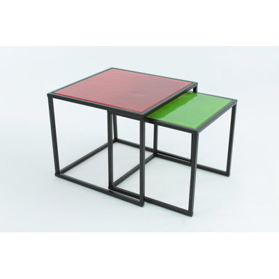Skyelar Glass Top Nesting Side Tables