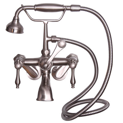 3 Handle Bathroom Clawfoot Tub Faucet with Diverter