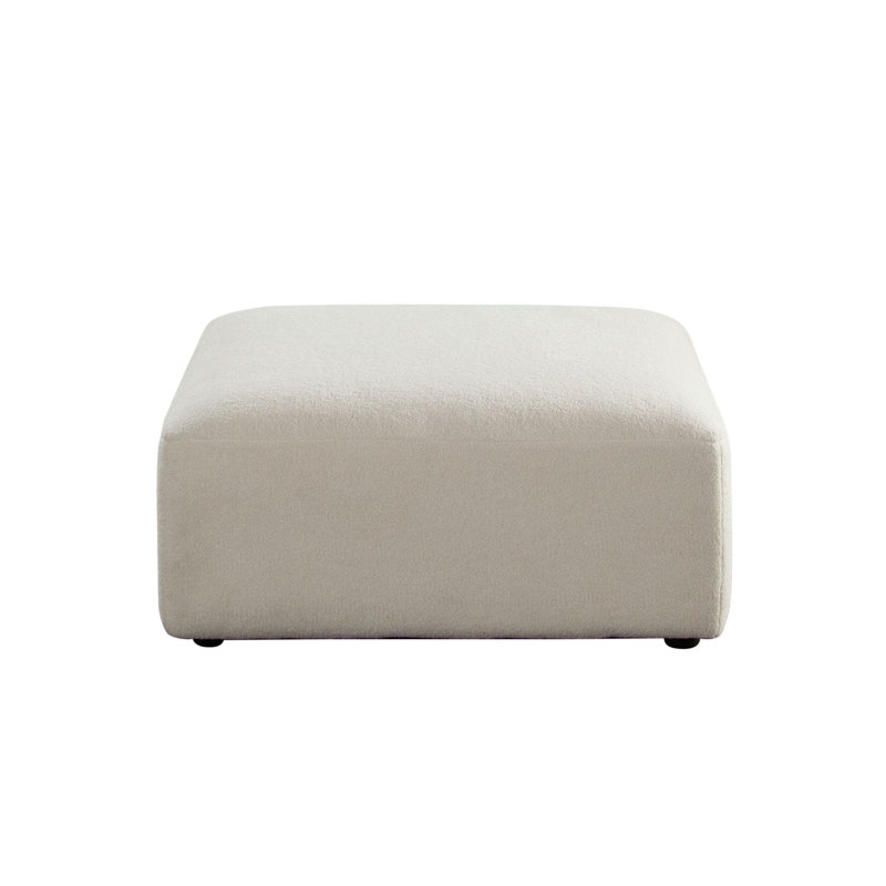 Muse Ottoman In Mist White Performance Fabric