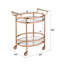 Chariot de service en verre transparent et finition or rose