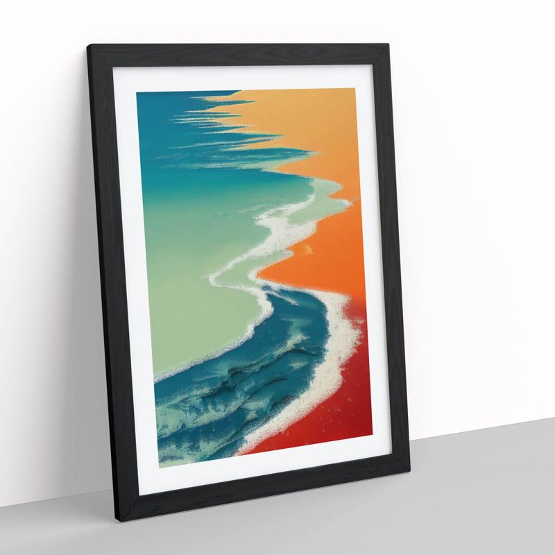 Beach Flames - Single Picture Frame Print, 64cm H x 46cm W x 2cm D, Black Framed