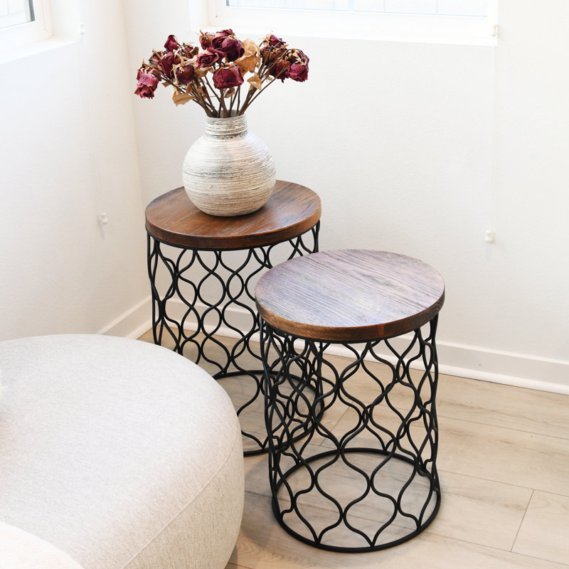 Ensemble de 2 tables de bout rondes avec structure en acier