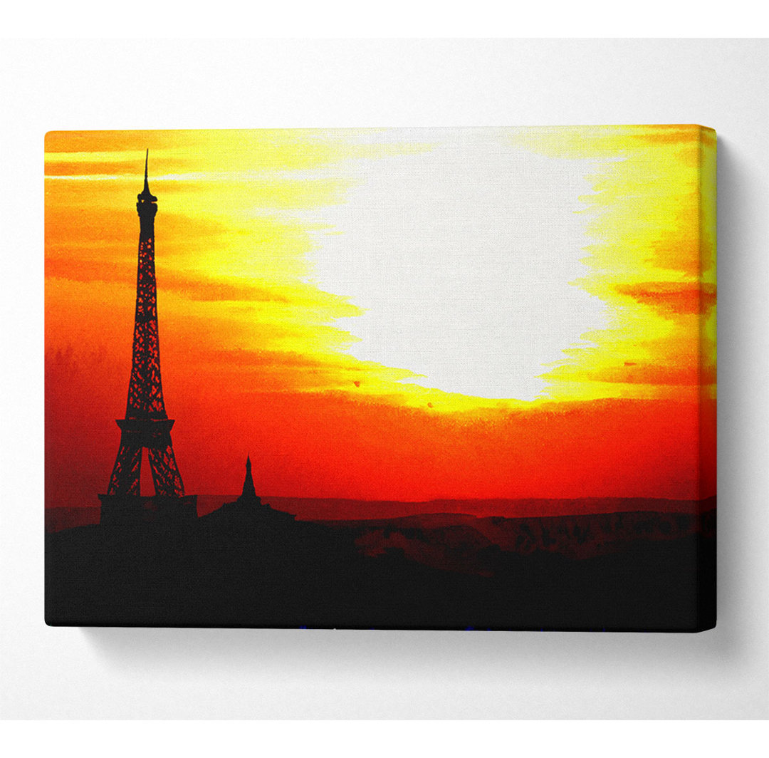 Paris Eiffelturm Sun Blaze - Leinwanddrucke auf Leinwand