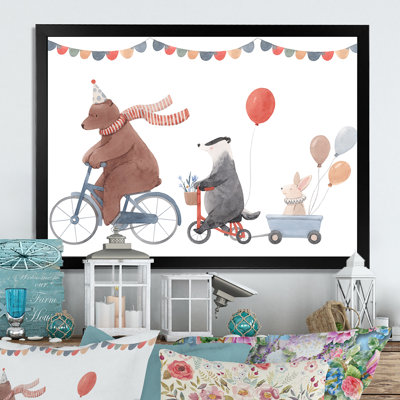 Animaux mignons à bicyclette