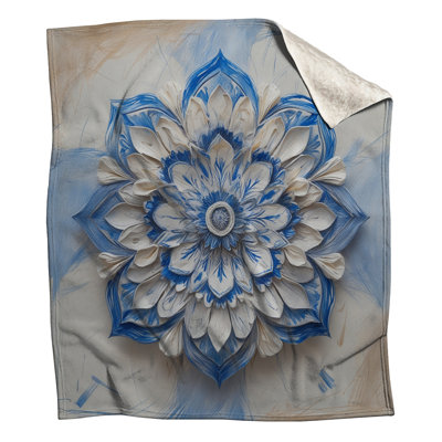 Couvertures complexes de mandala bleu et blanc
